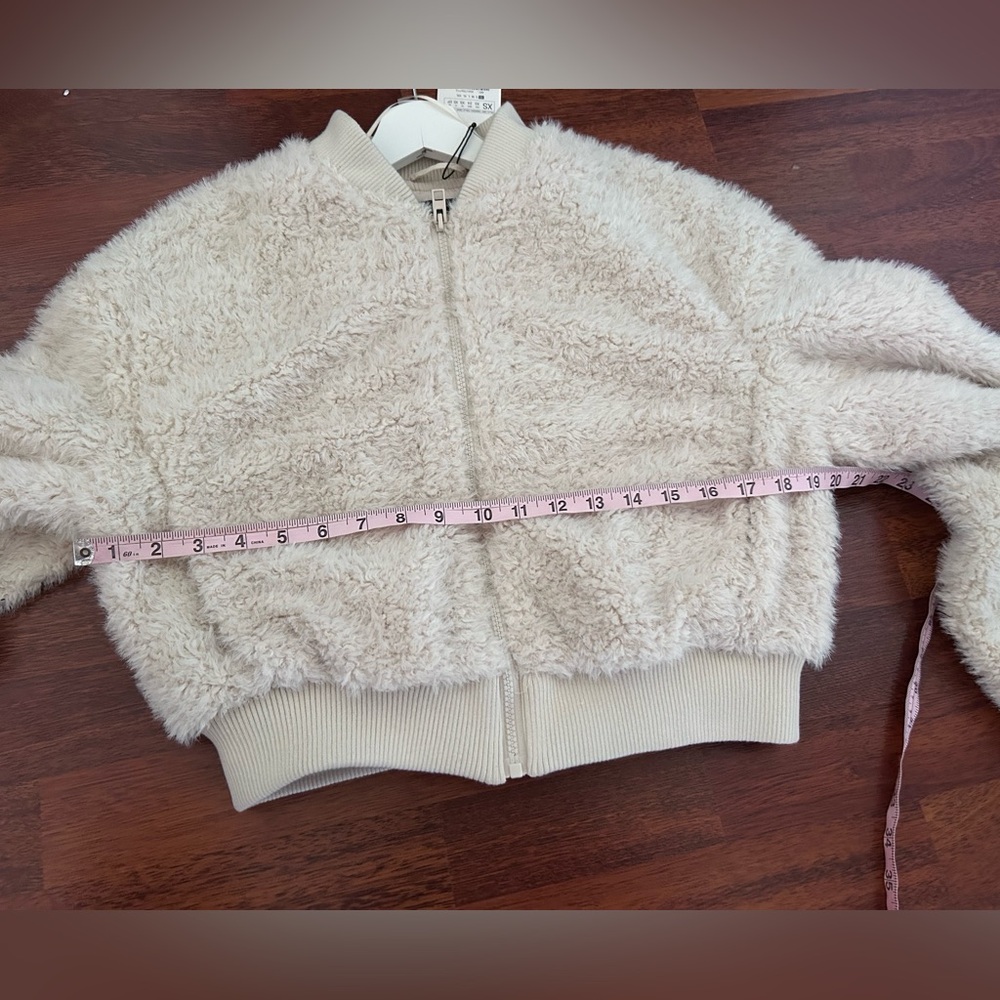 W/ tags Zara Faux Fur Cropped Bomber Jacket XS Ecro REF 4341/755 - Picture 11 of 17